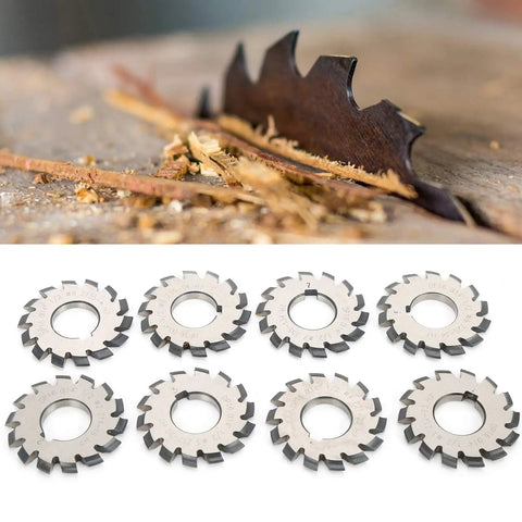 Gear Cutter Set For Milling Machines, 8 Piece Pro Grade Beefy High Speed Steel Involute Gear Milling Tools, 14.5 Degree, 55mm And 22mm Shank Options
