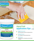 Heavy Duty Water Based White Wood Grain Filler Gel For Cabinets application with squeegee smoothing on wood surface.