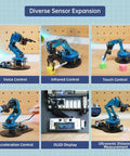 Awesome 6DOF Robotic Arm Kit With Six Servos, Arduino Compatible, ESP32 Controller, Bluetooth, PC Software, diverse sensor expansion