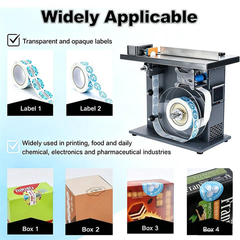 Semi Auto Plc Control Labeling Machine Applicator With High Precision Touch Screen for Bottles Jars Cans, showing labels and packaging.
