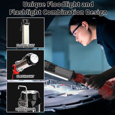 2000LM LED Work Light For Craftsman 20V Battery Compatible spotlight and floodlight combo used for car repair