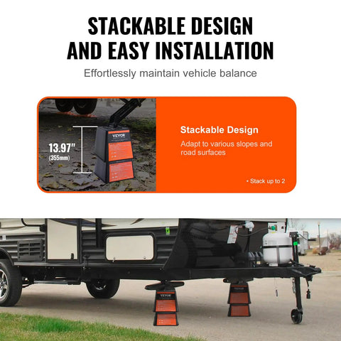 RV Leveling Blocks For Trailers And Campers, 6000 Lbs Capacity Polypropylene Stabilizer, stackable design under trailer