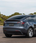 Rear License Plate Holder For Tesla Model 3 And Model Y With Bracket And Screws, Includes Backseat Air Vent Cover on car