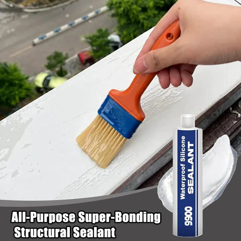 Applying Rock-Solid 9900 Bonding Sealant and Waterproof Coating with Hella Strong Polymer Tech to a roof surface.