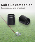Universal Black Golf Club Ferrules For Iron Shafts, 12 Pack With Single Silver Ring, shown on grass with golf club.