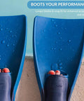 Floating Long-Blade Swim Fins For Training, Adult And Kids Flippers For Pool And Snorkeling, Navy Blue, close-up view