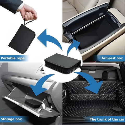 Heavy Duty Tire Repair Kit 45 Piece Set For Cars, RVs, SUVs, Trucks And Motorcycles with compact storage in vehicle compartments