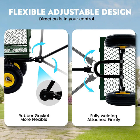 Beefy 900 Lbs Heavy Duty Garden Cart Wagon With Removable Mesh Sides Flexible Adjustable Design Rubber Gasket Firmly Attached