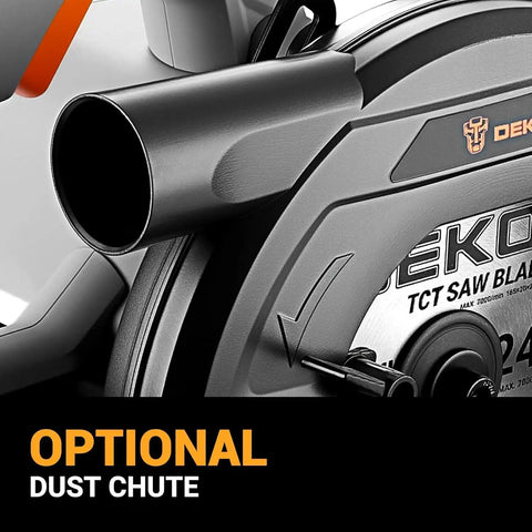 Optional dust chute for Heavy Duty 1200W Corded Circular Saw Featuring 165 Millimeter 24 Tooth Blade And Blazing 4800 Rpm.