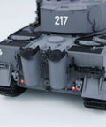 Close-up rear view of 1/24 Scale RC Tiger I Battle Tank with Infrared Combat, showing back details and LED flash, remote control model
