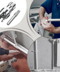 Pro Grade Alloy Pipe Threader And Trimmer, Internal External Wall Cutter With Smooth Deburring Edge in use during plumbing.