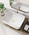 Rectangular Bathroom Vessel Sink, Above Counter Top Mount, Porcelain Ceramic, Glossy White, 19.7 x 15.2 x 5.4 Inches, Thick Glaze Finish