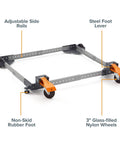 Heavy Duty Universal Mobile Tool Base With Swivel Casters, Adjustable Tool Dolly Expands From 12 By 12 To 26 By 26 Inches, metal frame with wheels