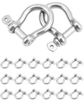 One Quarter Inch D Ring Shackles Twenty Pack In 304 Stainless Steel Screw Pin Bow Shackle for Tough As Nails Heavy Duty Use