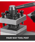 Close-up of the four-way tool post on Heavy Duty 7X12 Inch Mini Metal Lathe With 550W Variable Speed Motor.