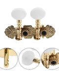 Vintage Carving Ukulele Tuning Pegs And Classical Guitar Machine Heads Replacement Parts, brass-coated metal and resin tuners, set of 2
