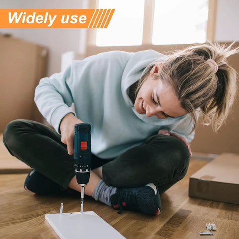 Woman using cordless drill with Heavy Duty Number Eight Thirty Two Thread Zinc Plated Carbon Steel Pan Head Phillips Machine Screws.