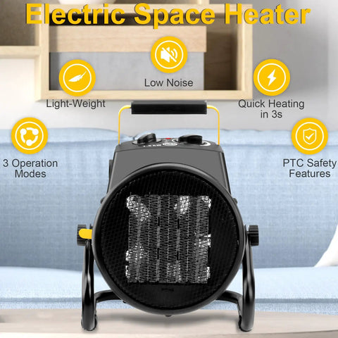 1500W Portable Garage Heater With Lightning Fast Heat In Three Seconds Overheat Protection Indoor Outdoor Space Heater