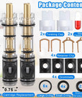 Two Pack Brass Dual Seal Faucet Cartridge Replacement For Moen 1225 1225B Single Handle Faucets with accessories shown