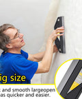 Man using 12 Inch Paint Edger and Guard Stainless Steel Straight Edge Tool for Walls and Ceilings, No Tape Alternative for Crisp Pro Grade Lines