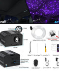 Starlight Fiber Optic Headliner Kit For Cars With Twinkle And Lit Sound Activated RGBW Lighting, components and installation view