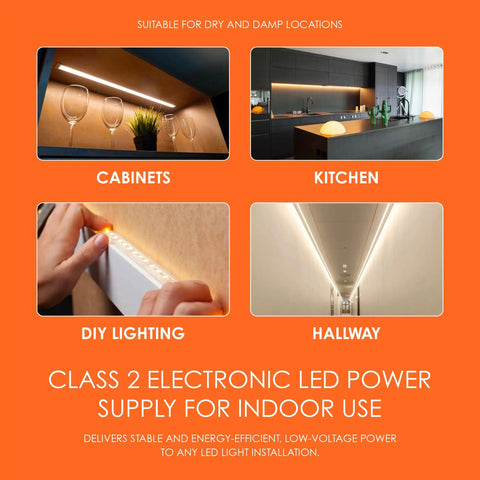 24V DC LED Driver 200W Ultra Quiet Dimmable Power Supply for LED Strip Lights in cabinets, kitchen, DIY lighting, hallway