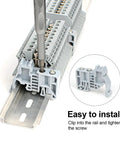 30 Piece DIN Rail Terminal Block End Stopper Brackets For 35mm Wide Guide Rails End Terminal Fixing Blocks Fasteners Gray PA6 in use