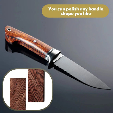 4 Pack Ironwood Knife Handle Scales, Natural Wood Knife Handle Material for DIY Knives and Craft Projects with finished handle and blades