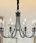 Black Crystal Farmhouse Chandelier With Eight Lights For Dining Room And Living Room Modern Vintage French Century Ceiling Fixture