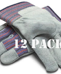 Tough as Nails Heavy Duty Leather and Cotton Work Gloves 12 Pack for Garage Yard Garden Industrial and Commercial Use