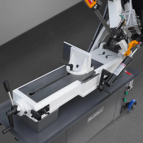 9 Inch Metal Cutting Band Saw With 4 Speed Settings 1.5HP Dual Voltage 115V And 230V Prewired Hydraulic Feed Coolant System 0 to 45 Degree