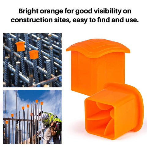 Orange Mushroom Rebar Caps Set For T Posts, 60 Pack Safety End Covers, Pro Grade Construction Stakes Protection, Plastic End Caps Fit Sizes 3 To 7, Durable PP Material, Prevent Exposed Rebar Injuries On Job Sites