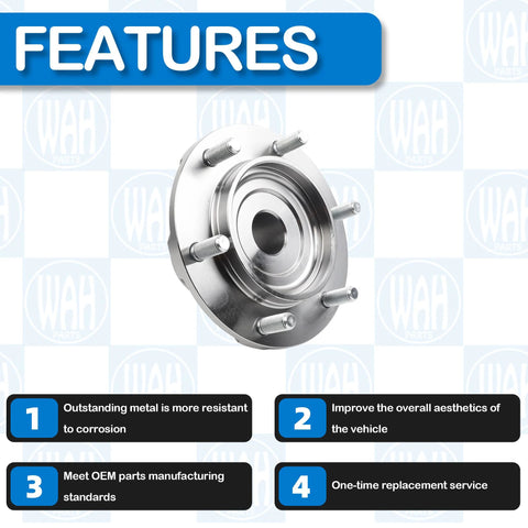 Front view of Front Wheel Hub Bearing Kit For Toyota 4Runner 1996-2001 2WD, Sequoia 2001-2007 2WD, Tundra 2000-2006 2WD, Tacoma 1999-2004 2WD Without ABS, showing metal construction and features.