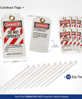 Lockout Tagout Station Kit With Loto Devices, 10 Do Not Operate Tags, 10 zip ties, yellow board for fast shutdown and compliance.