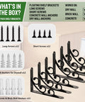 L Shaped Shelf Brackets For 8 To 10 Inch Boards Heavy Duty Metal Floating Shelf Brackets with screws and wall anchors in box