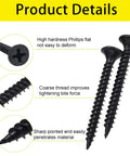 Road-Ready 6 Wood And Drywall Screw Kit With 300 Pieces, Phillips flat head screws showing high hardness and coarse threads.