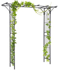 82 Inch Metal Garden Trellis Arch With Durable Steel Tubing And Elegant Scrollwork, Weather Resistant Gray Finish, vines climbing