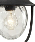 Close-up of bulb in Searsport 15 Inch Outdoor Post Light With Weathered Charcoal Finish One Light Post Mount Durable Cast Aluminum