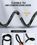1/4 In Polyurethane Recoil Air Hose With 28 Ft Length, flexible hose with tight coil, showcasing durable and no kink design.