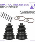 CV Axle Boot Repair Kit For 0.74 To 0.94 Inch Shafts Cuttable Joint Boot Bushing With Clamp And Cable Tie External Ball Cage Protection black boots, clamps, zip ties