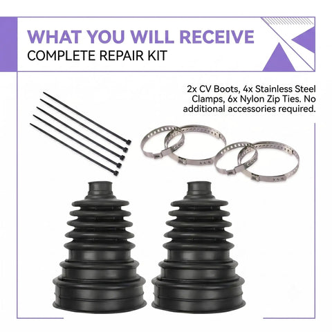 CV Axle Boot Repair Kit For 0.74 To 0.94 Inch Shafts Cuttable Joint Boot Bushing With Clamp And Cable Tie External Ball Cage Protection black boots, clamps, zip ties