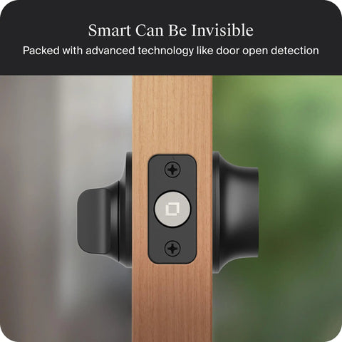 Rock Solid Smart Deadbolt With A Fully Hidden Build Flaunting A Sleek Matte Black Finish showing door open detection technology.