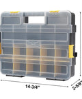 Stackable Plastic Toolbox Organizer Set of 2 Interlocking Design Clear Lids Grab and Go Compartments for Screws Nails Hardware