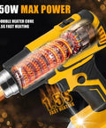 Cordless Heat Gun With Adjustable Temp 120F To 1110F LCD Display And LED Light Portable Hot Air Tool With 4 Nozzles For Shrink Tubing with visible heating core