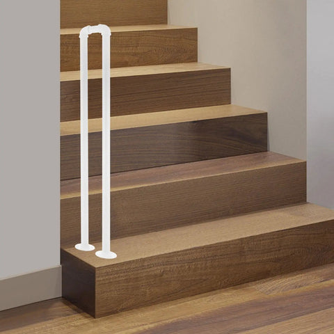Built Tough U Shaped Stair Handrail Featuring Smooth Powder Coated Metal Body And Spaced Anchor Plates For Heavy Duty Wall Mount Step Guardrails That Never Skimp On Stability on staircase