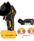 Heavy Duty Cordless Mini Circular Saw With Brushless Motor And Angle Grinder Hybrid Three Speed Settings Pulling 12000 RPM, showing cutting disc and handle.