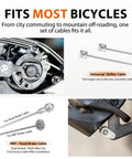 Universal Bicycle Cable Kit For Brake And Shift Cables With Housing End Caps O Rings Fits Mountain Road And Hybrid Bikes Black