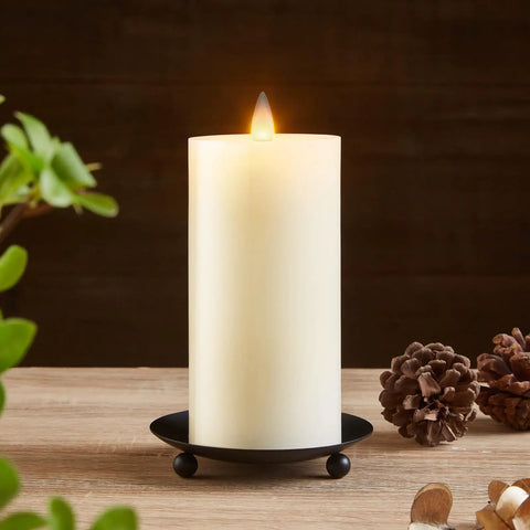 Flameless Pillar Candles Set Of 3 With Remote And Timer, Battery Operated LED Candles With Real Wax Look, 3D Moving Flame, Ivory