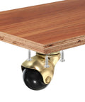 1.5 Inch Ball Caster Wheels Set Of 4 For Furniture, 360 Degree Swivel Top Plate Casters In Gold Finish installed on wooden surface