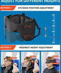 Adjustment options for Travel Pillow for Airplanes and Cars with Built In Eye Mask, 360 Degree Neck Support Headrest.